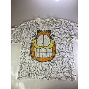 Rare‎ Vintage Garfield The Cat All Over Print Sun Artwear T Shirt Size XL Tee